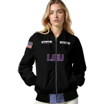 custom lsu tigers american flag skull black bomber jacket best selling