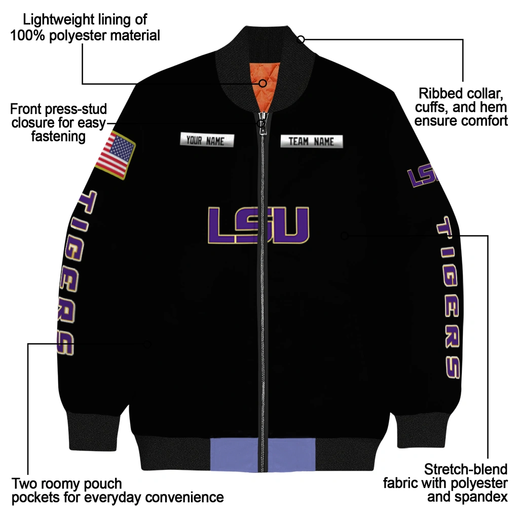 custom lsu tigers american flag skull black bomber jacket new arrival custom lsu tigers american flag skull black bomber jacket new arrival