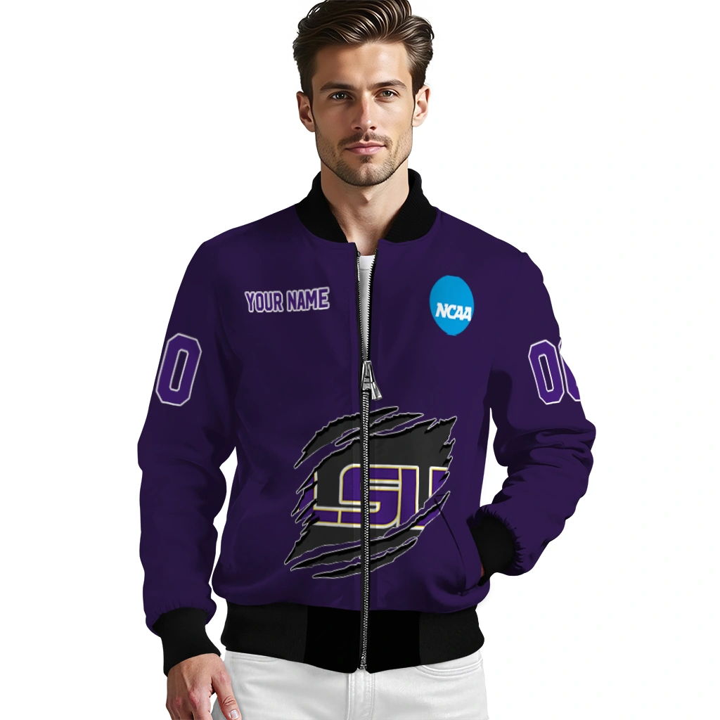 custom lsu tigers claw mark purple bomber jacket high quality custom lsu tigers claw mark purple bomber jacket high quality