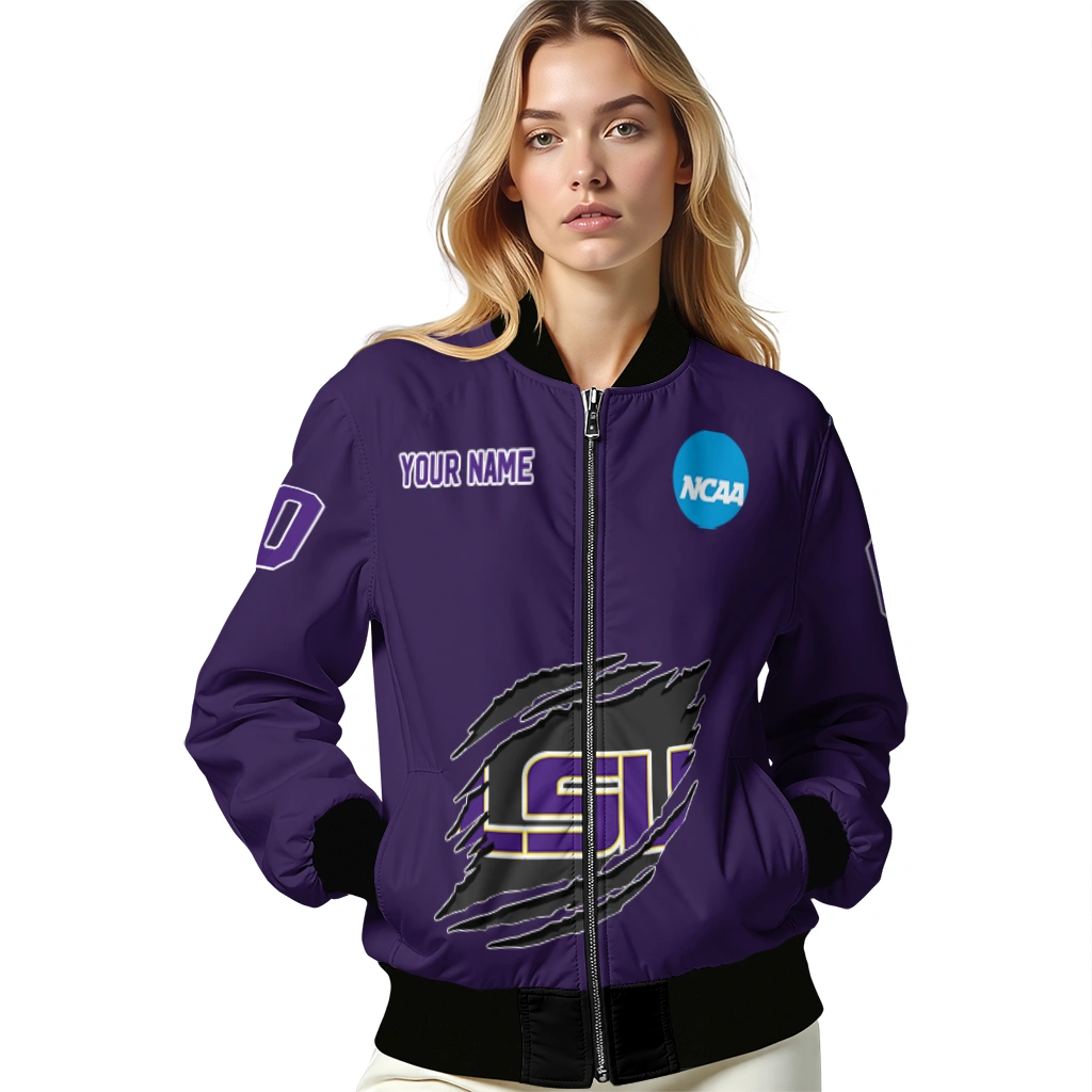 custom lsu tigers claw mark purple bomber jacket latest model custom lsu tigers claw mark purple bomber jacket latest model
