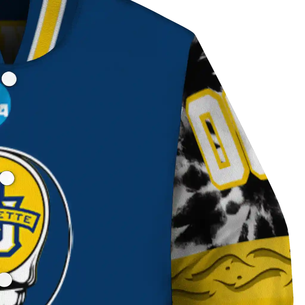 custom marquette golden eagles circle skull blue black varsity jacket premium grade custom marquette golden eagles circle skull blue black varsity jacket premium grade