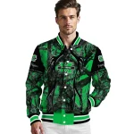 custom marshall thundering herd antlers motif green black varsity jacket best selling