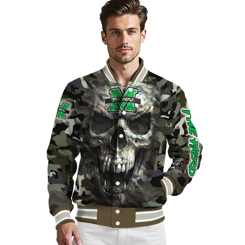 custom marshall thundering herd camouflage skull camouflage varsity jacket high quality custom marshall thundering herd camouflage skull camouflage varsity jacket high quality