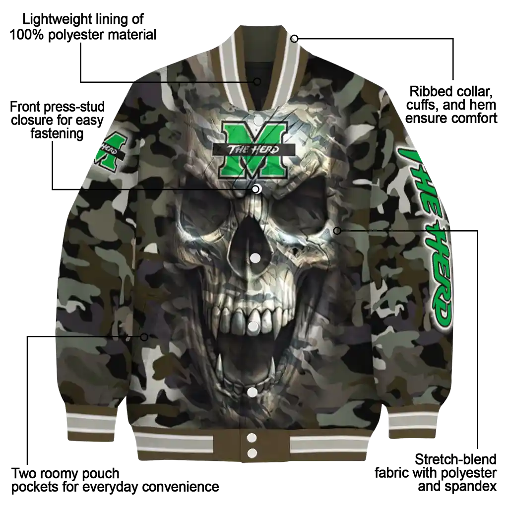 custom marshall thundering herd camouflage skull camouflage varsity jacket new arrival custom marshall thundering herd camouflage skull camouflage varsity jacket new arrival