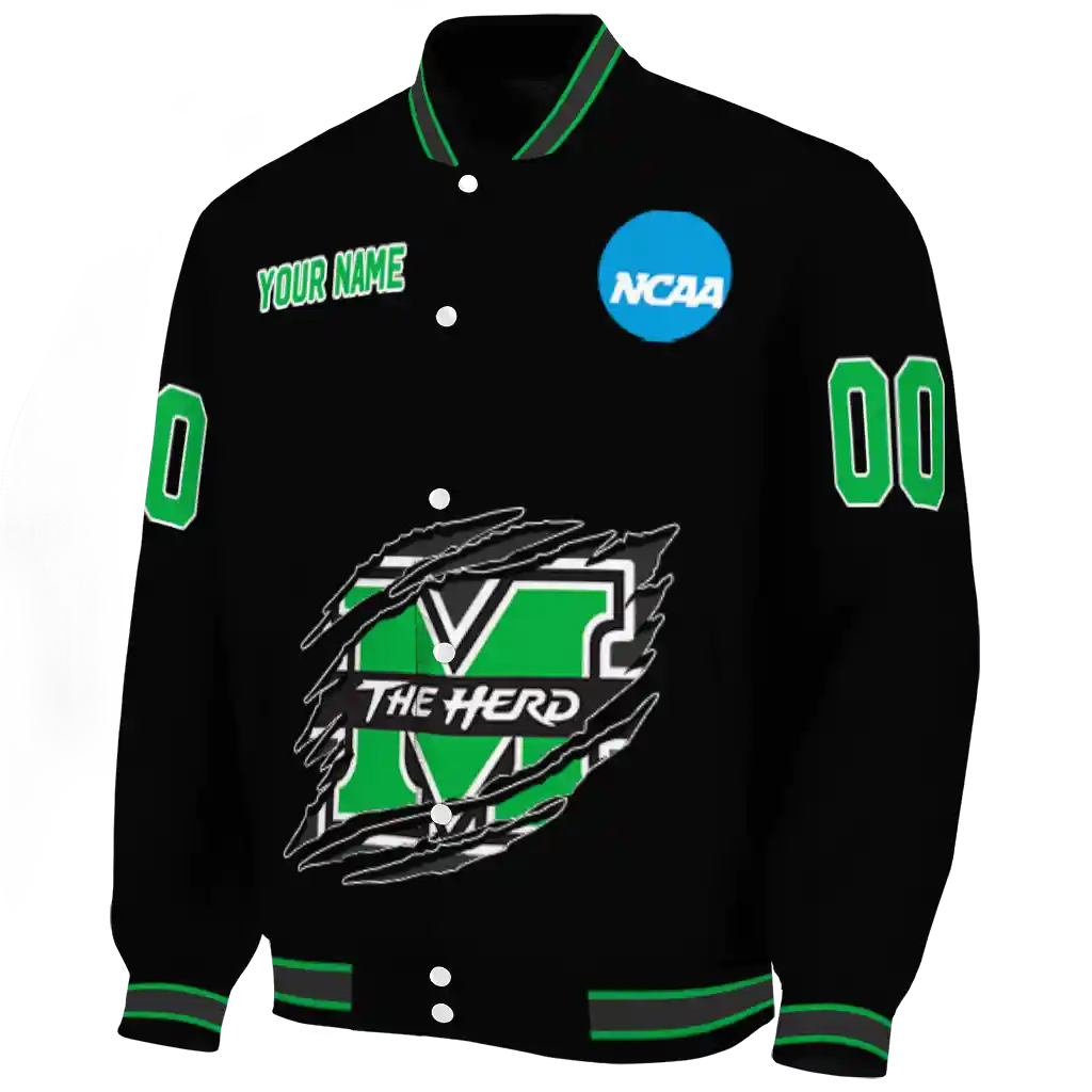 custom marshall thundering herd claw shred black varsity jacket best selling custom marshall thundering herd claw shred black varsity jacket best selling