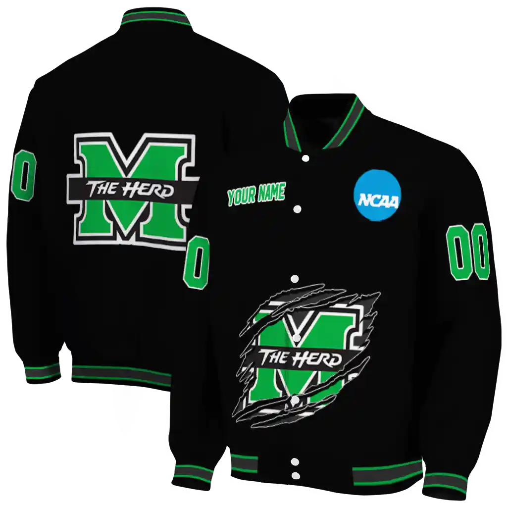 custom marshall thundering herd claw shred black varsity jacket fashion forward custom marshall thundering herd claw shred black varsity jacket fashion forward
