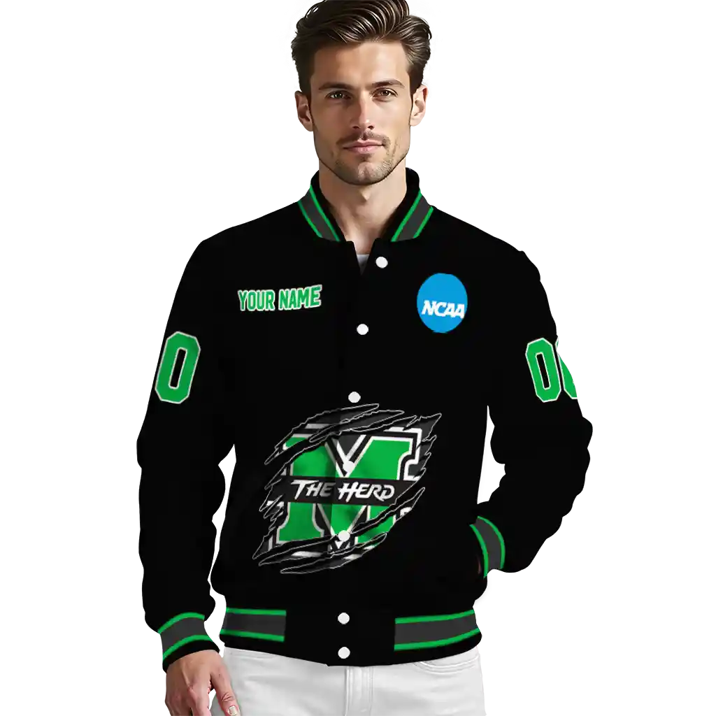 custom marshall thundering herd claw shred black varsity jacket high quality custom marshall thundering herd claw shred black varsity jacket high quality