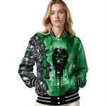 custom marshall thundering herd skull cluster green varsity jacket best selling