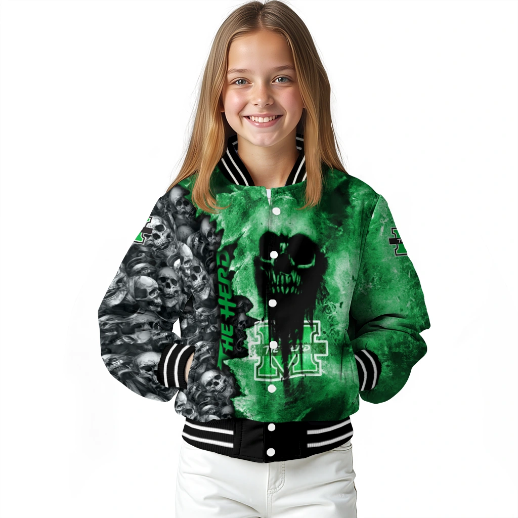 custom marshall thundering herd skull cluster green varsity jacket top rated custom marshall thundering herd skull cluster green varsity jacket top rated