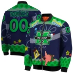 custom marshall thundering herd spongebob playtime green blue bomber jacket best selling