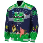 custom marshall thundering herd spongebob playtime green blue varsity jacket best selling