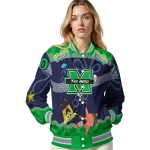 custom marshall thundering herd spongebob playtime green blue varsity jacket best selling