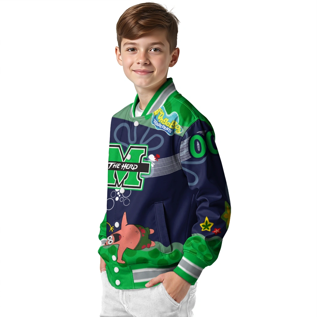 custom marshall thundering herd spongebob playtime green blue varsity jacket trendy custom marshall thundering herd spongebob playtime green blue varsity jacket trendy