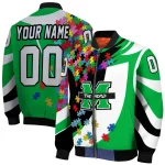 custom marshall thundering herd stars and stripes slashes green bomber jacket best selling