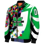custom marshall thundering herd stars and stripes slashes green bomber jacket best selling