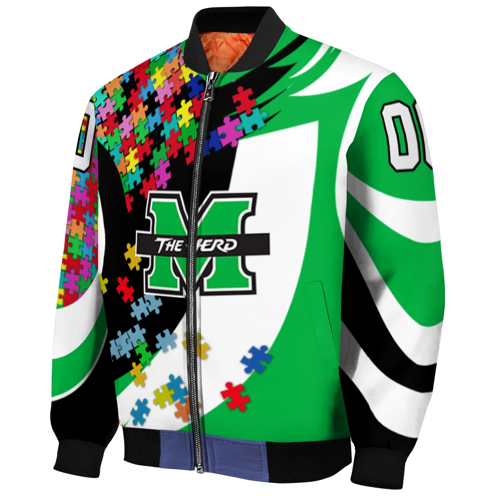 custom marshall thundering herd stars and stripes slashes green bomber jacket fashion forward custom marshall thundering herd stars and stripes slashes green bomber jacket fashion forward