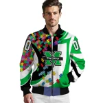custom marshall thundering herd stars and stripes slashes green bomber jacket best selling