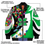 custom marshall thundering herd stars and stripes slashes green bomber jacket best selling