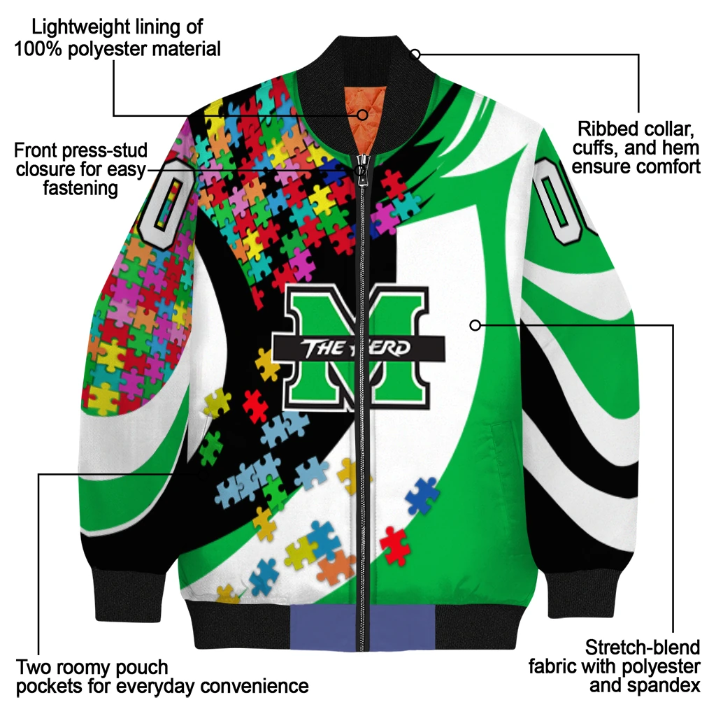 custom marshall thundering herd stars and stripes slashes green bomber jacket new arrival custom marshall thundering herd stars and stripes slashes green bomber jacket new arrival