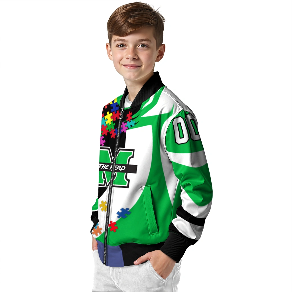 custom marshall thundering herd stars and stripes slashes green bomber jacket trendy custom marshall thundering herd stars and stripes slashes green bomber jacket trendy