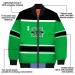 custom marshall thundering herd stripe statement green black bomber jacket best selling