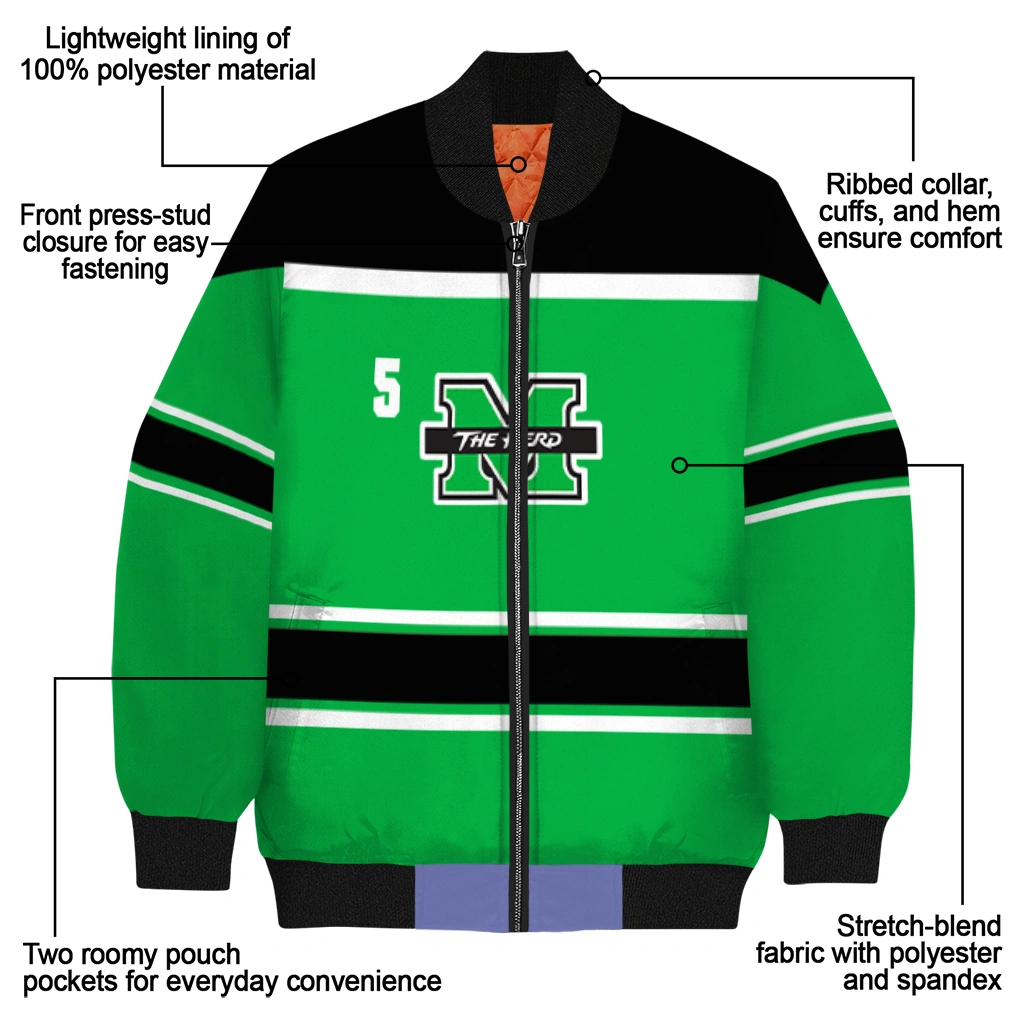 custom marshall thundering herd stripe statement green black bomber jacket new arrival custom marshall thundering herd stripe statement green black bomber jacket new arrival