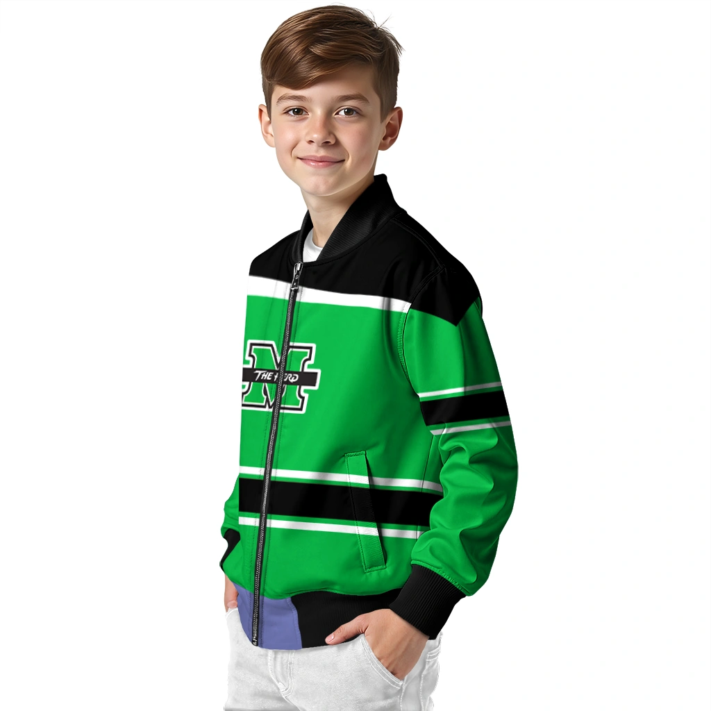 custom marshall thundering herd stripe statement green black bomber jacket trendy custom marshall thundering herd stripe statement green black bomber jacket trendy