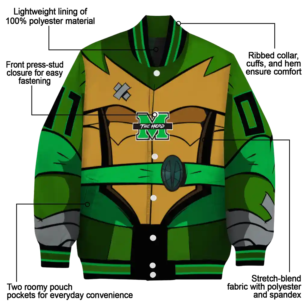custom marshall thundering herd turtle armor varsity jacket new arrival custom marshall thundering herd turtle armor varsity jacket new arrival