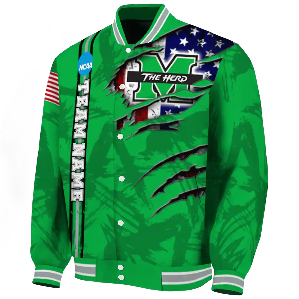 custom marshall thundering herd usa flag claws green varsity jacket best selling custom marshall thundering herd usa flag claws green varsity jacket best selling