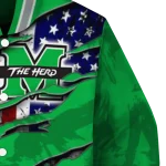 custom marshall thundering herd usa flag claws green varsity jacket best selling