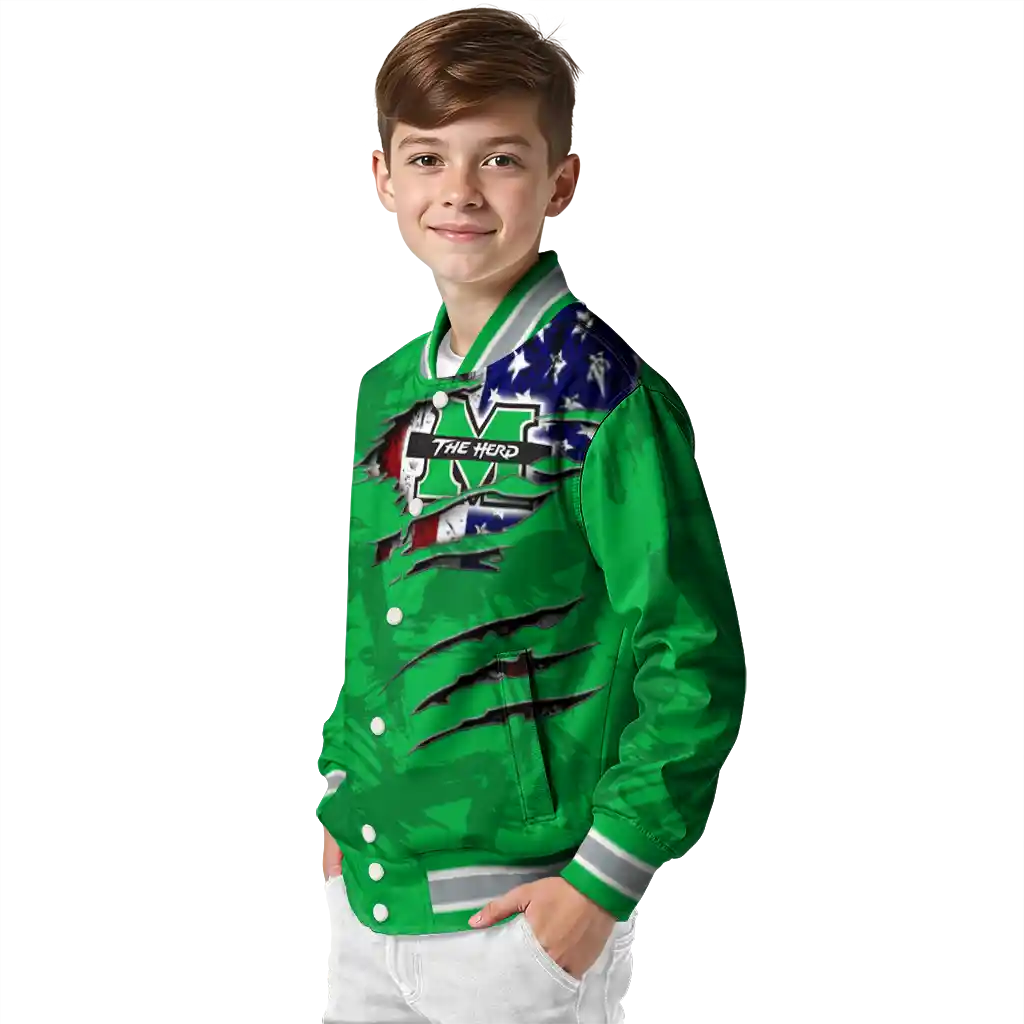 custom marshall thundering herd usa flag claws green varsity jacket trendy custom marshall thundering herd usa flag claws green varsity jacket trendy