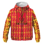 custom maryland terrapins lightning strike grid red windbreaker jacket best selling