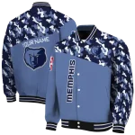 custom memphis grizzlies camouflage style blue varsity jacket best selling