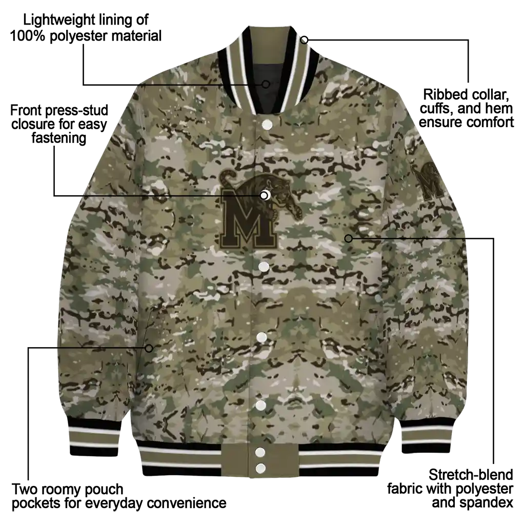 custom memphis tigers camouflage abstract camouflage varsity jacket new arrival custom memphis tigers camouflage abstract camouflage varsity jacket new arrival