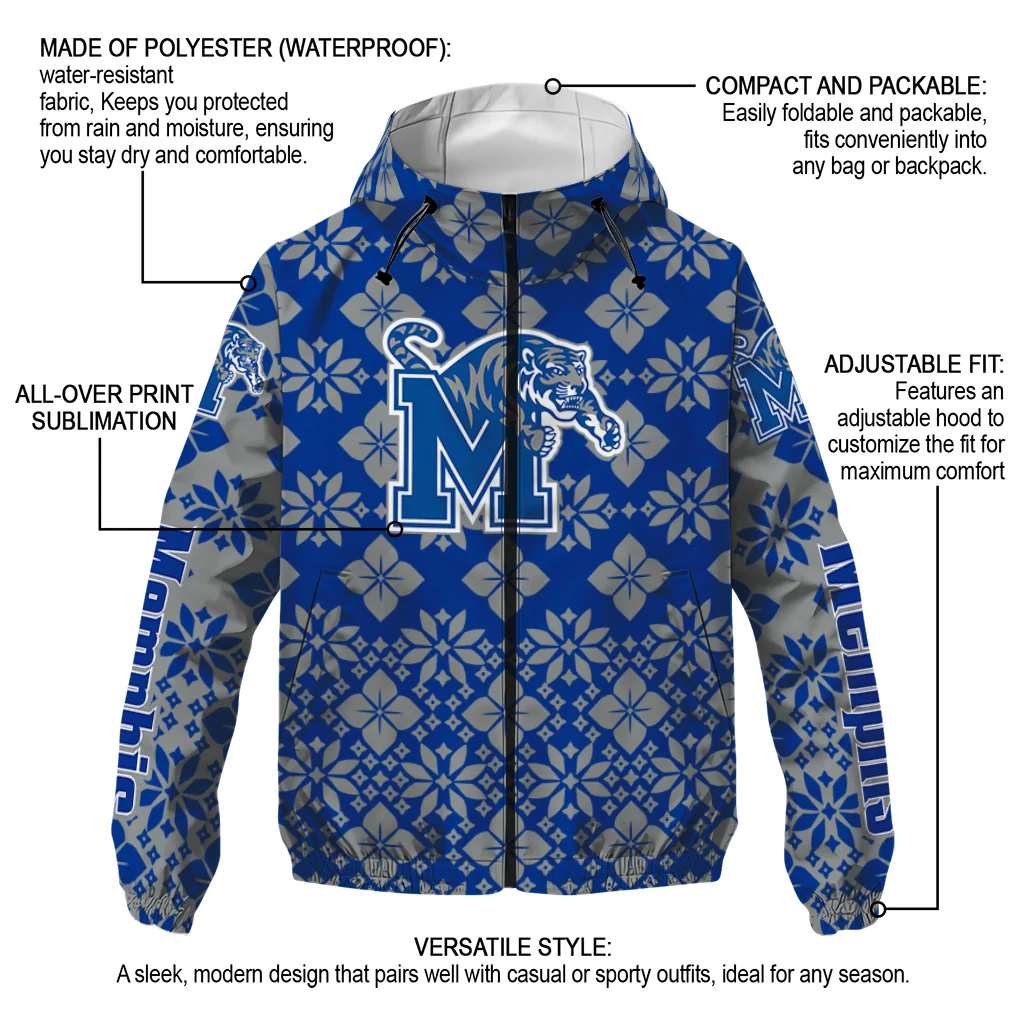 custom memphis tigers geometric blossom blue windbreaker jacket new arrival custom memphis tigers geometric blossom blue windbreaker jacket new arrival