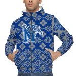 custom memphis tigers geometric blossom blue windbreaker jacket best selling