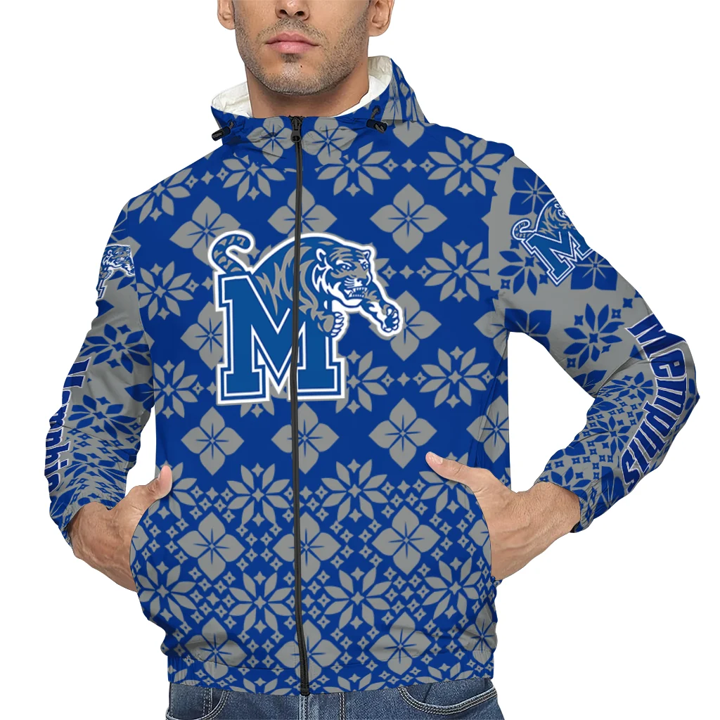custom memphis tigers geometric blossom blue windbreaker jacket top rated custom memphis tigers geometric blossom blue windbreaker jacket top rated