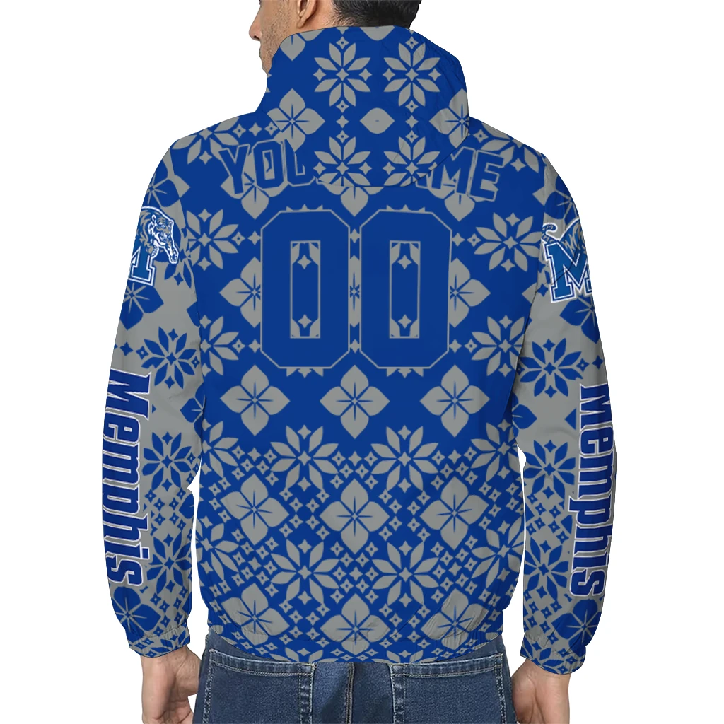 custom memphis tigers geometric blossom blue windbreaker jacket trendy custom memphis tigers geometric blossom blue windbreaker jacket trendy