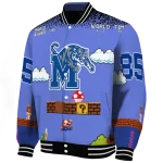 custom memphis tigers mario blocks blue black varsity jacket best selling