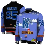 custom memphis tigers mario blocks blue black varsity jacket best selling