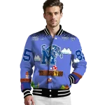 custom memphis tigers mario blocks blue black varsity jacket best selling