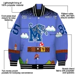 custom memphis tigers mario blocks blue black varsity jacket best selling