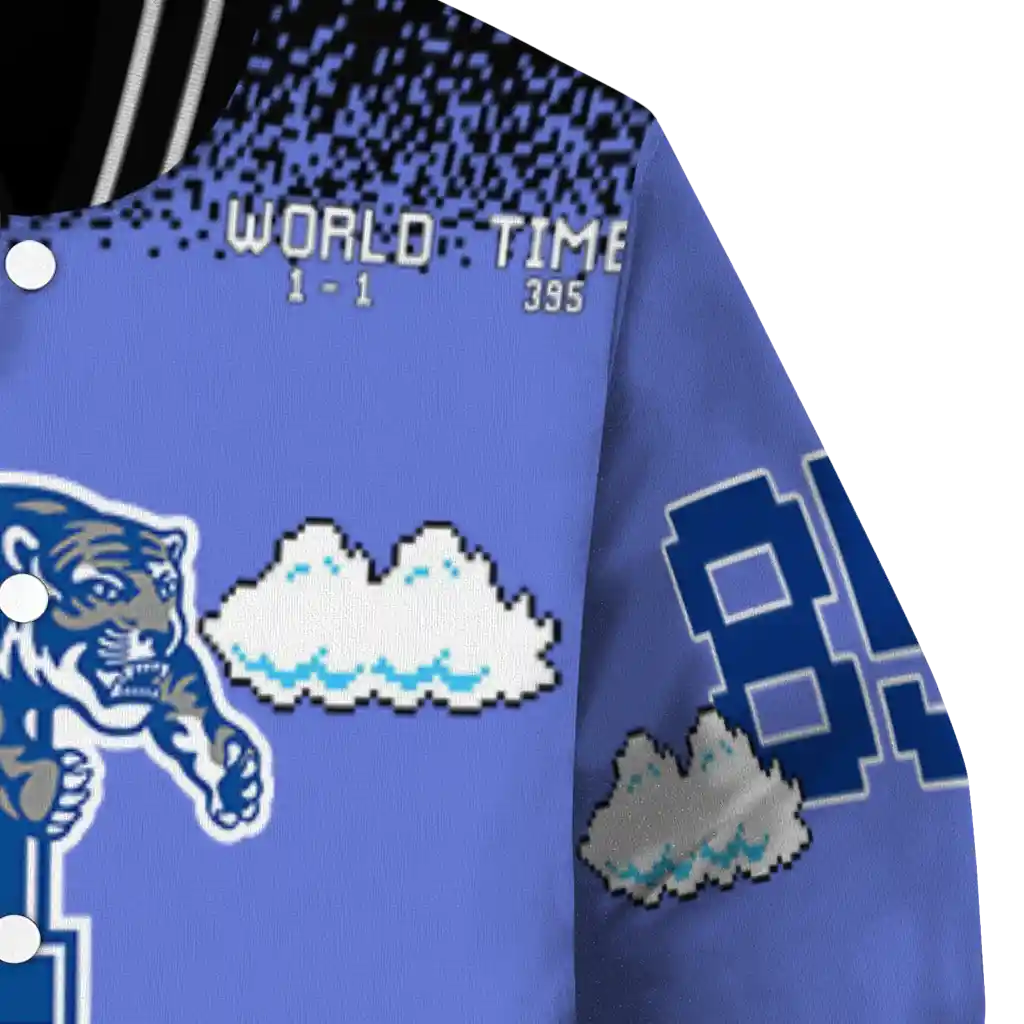 custom memphis tigers mario blocks blue black varsity jacket premium grade custom memphis tigers mario blocks blue black varsity jacket premium grade