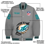 custom miami dolphins claw marking grey varsity jacket best selling