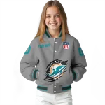 custom miami dolphins claw marking grey varsity jacket best selling