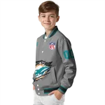 custom miami dolphins claw marking grey varsity jacket best selling