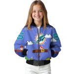 custom miami dolphins mario blocks blue black bomber jacket best selling
