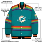 custom miami dolphins rainbow jersey number aqua varsity jacket best selling