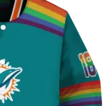 custom miami dolphins rainbow jersey number aqua varsity jacket best selling