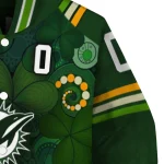 custom miami dolphins shamrock vortex green varsity jacket best selling